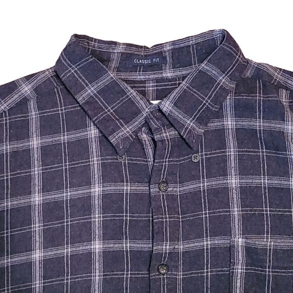 St John’s Bay Flannel Button Down classic fit Gray/ Silver Mens Large - Picture 8 of 9